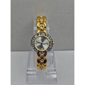 Vintage Elizabeth Taylor Gold Tone Crystal Bracelet Watch Quartz New Battery